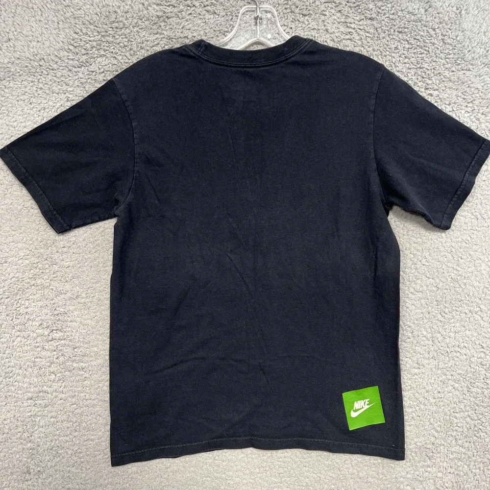 VTG Nike T Shirt Youth Size L Black Center Swoosh World Famous 2-Side Tee *Rare*